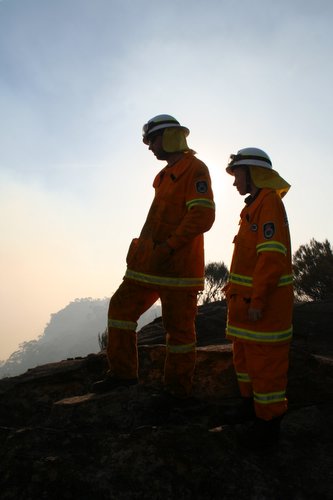 Leden van de vrijwillige brandweer.