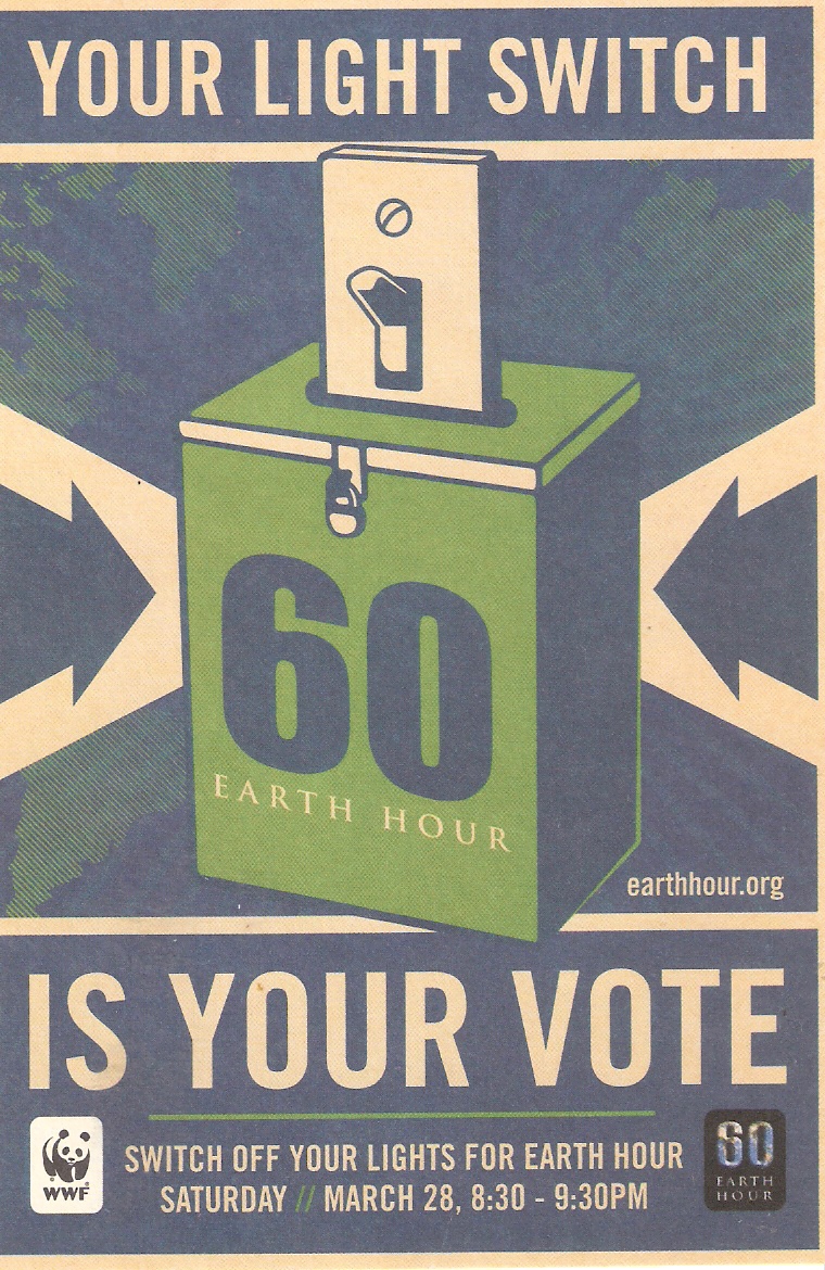 De poster van Earth Hour is voor dit jaar gemaakt door de ontwerper van de verkiezingsaffiches voor Barack Obama..